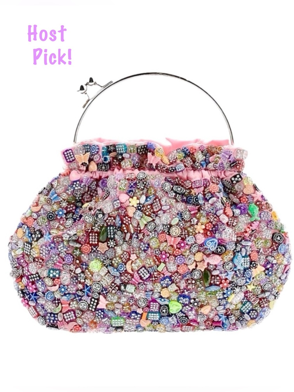 BEADED HANDBAG ~ Flirty Multicolor Handbag w/Artisan Beadwork Crossbody Chain